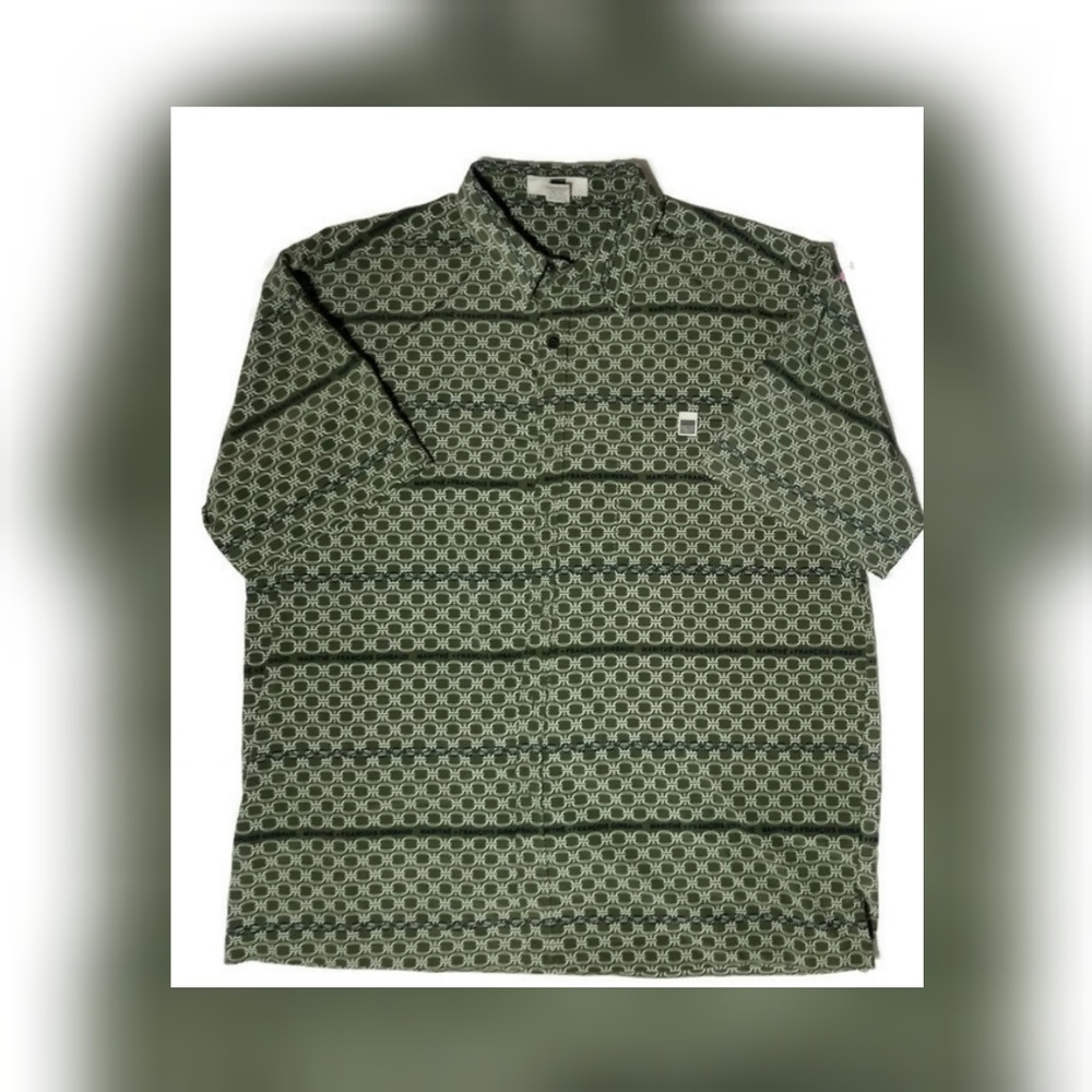 Girbaud olive green button down shirt